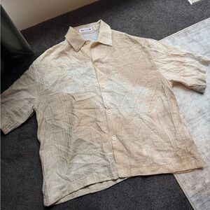 Zara Beige Short Sleeve Men's Shirt